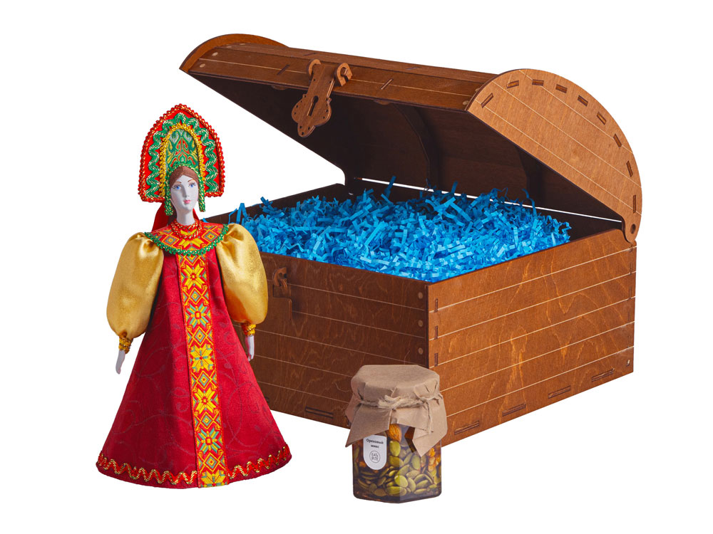 Подарочный набор: кукла фарфоровая, мёд с миксом из орехов